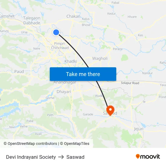 Devi Indrayani Society to Saswad map