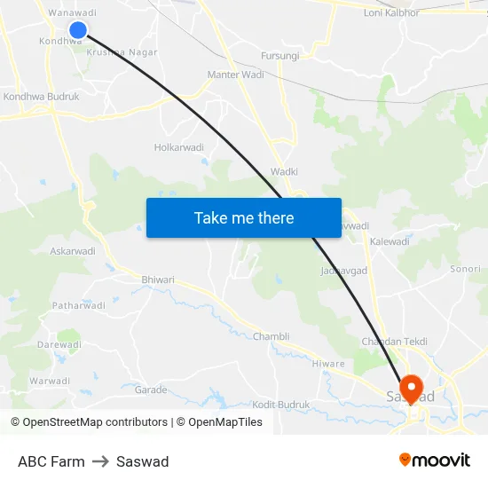 ABC Farm to Saswad map