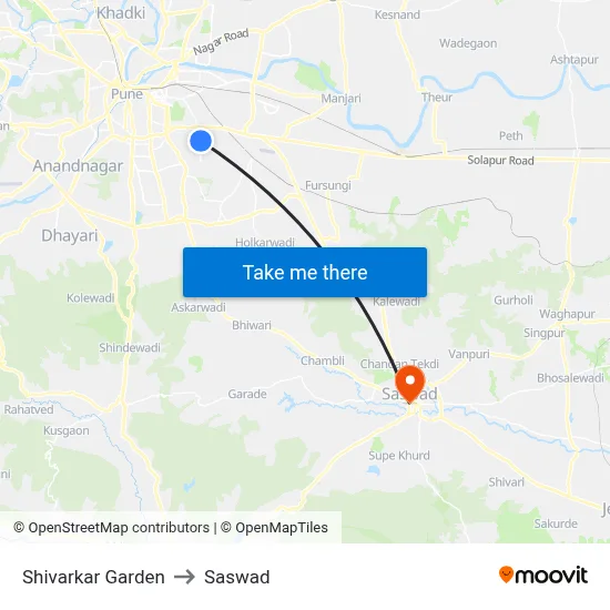 Shivarkar Garden to Saswad map