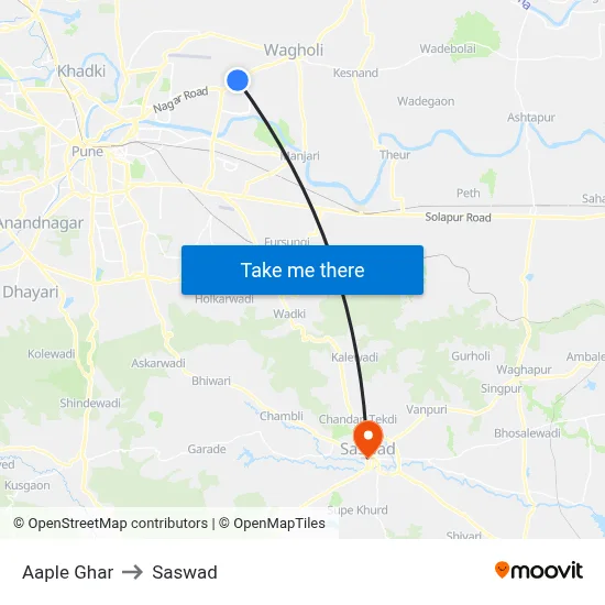 Aaple Ghar to Saswad map