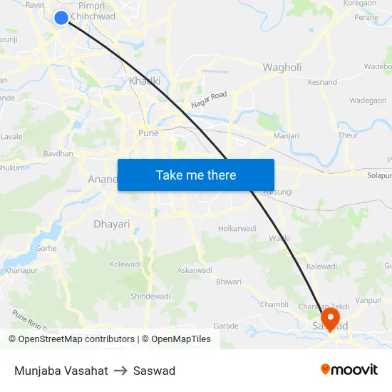 Munjaba Vasahat to Saswad map