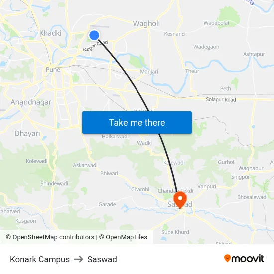 Konark Campus to Saswad map