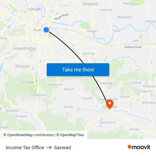 Income Tax Office to Saswad map