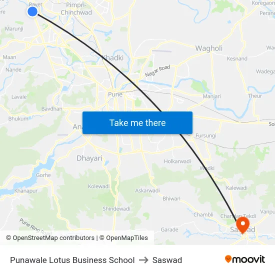 Punawale Lotus Business School to Saswad map