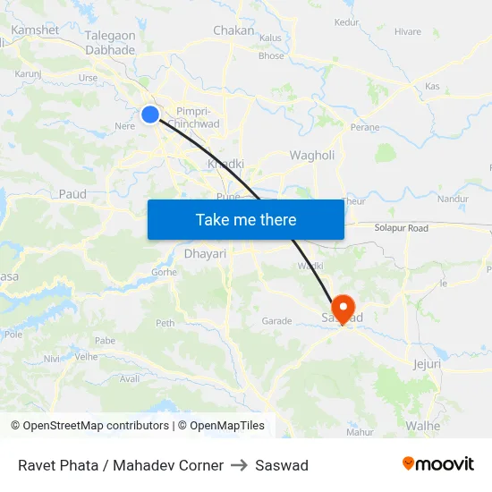 Ravet Phata / Mahadev Corner to Saswad map
