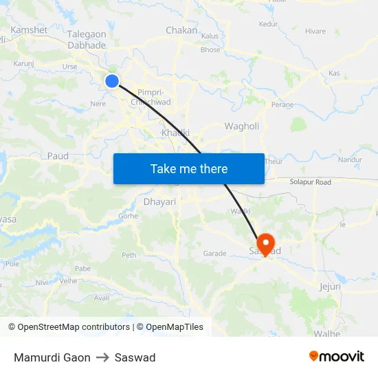Mamurdi Gaon to Saswad map