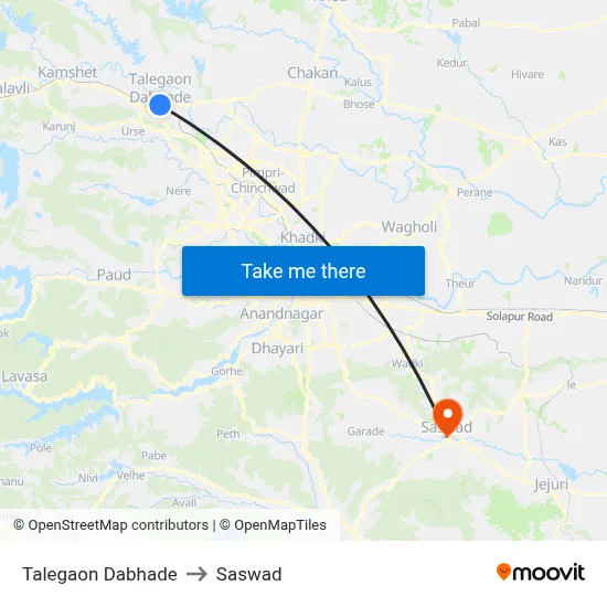Talegaon Dabhade to Saswad map