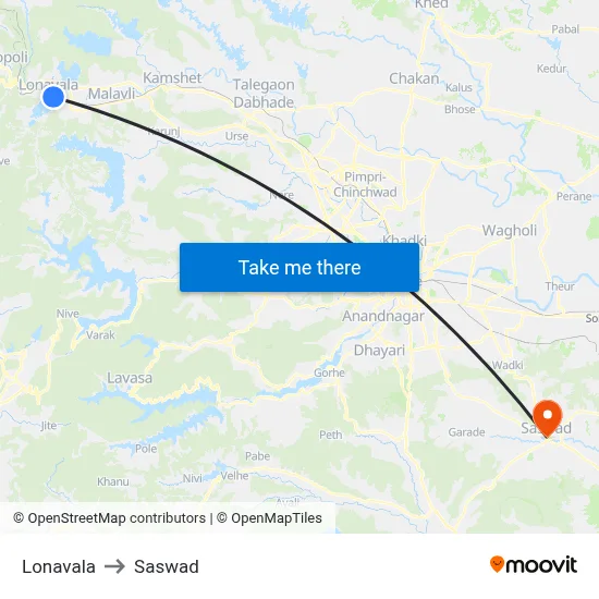 Lonavala to Saswad map