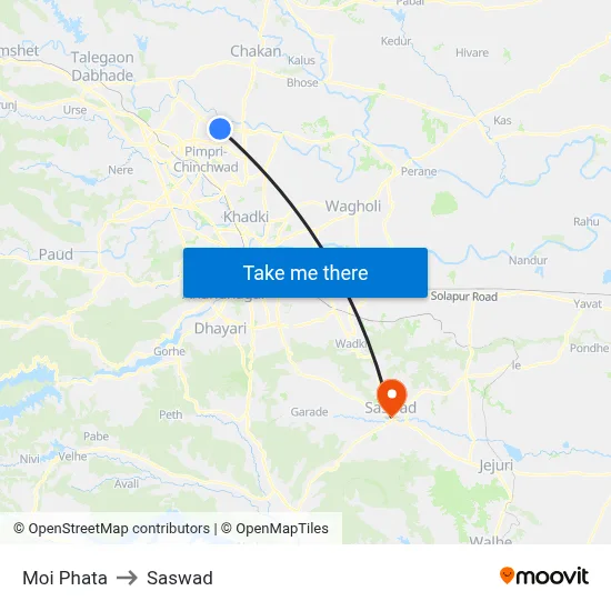 Moi Phata to Saswad map