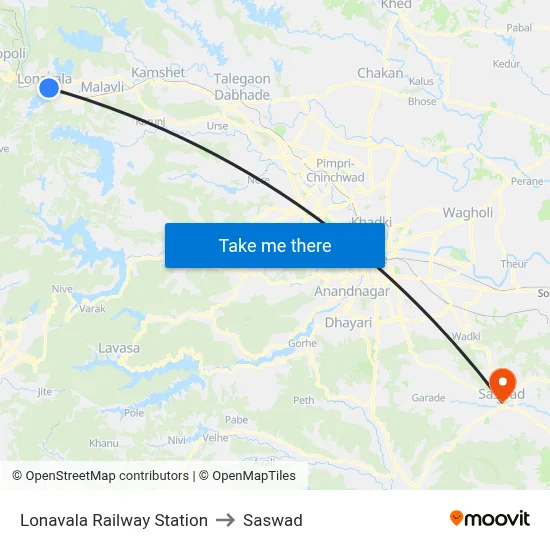Lonavala Railway Station to Saswad map