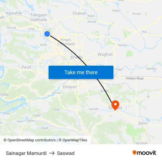 Sainagar Mamurdi to Saswad map