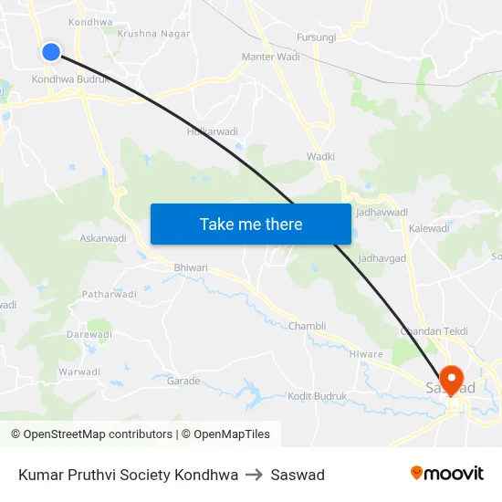 Kumar Pruthvi Society Kondhwa to Saswad map