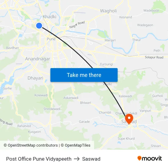 Post Office Pune Vidyapeeth to Saswad map
