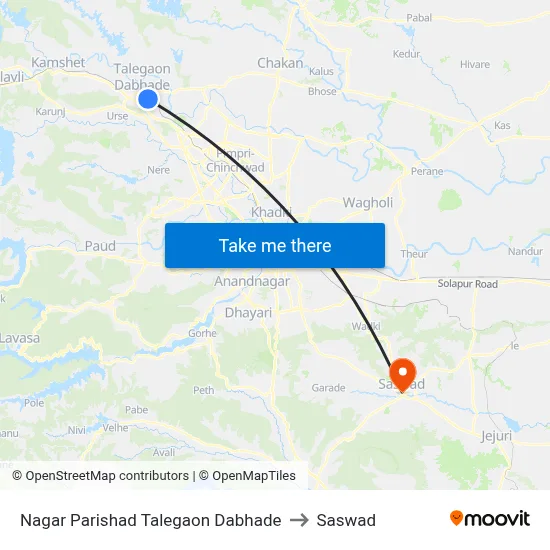 Nagar Parishad Talegaon Dabhade to Saswad map