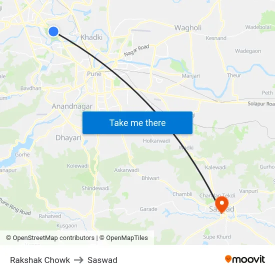 Rakshak Chowk to Saswad map