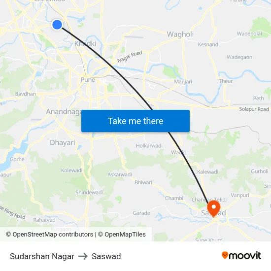 Sudarshan Nagar to Saswad map