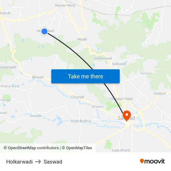 Holkarwadi to Saswad map
