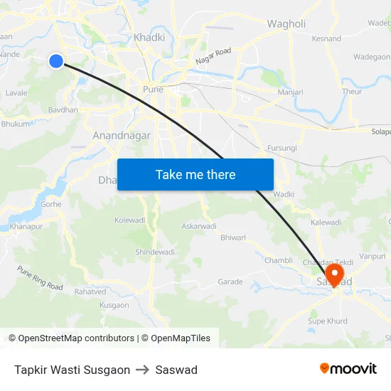 Tapkir Wasti Susgaon to Saswad map