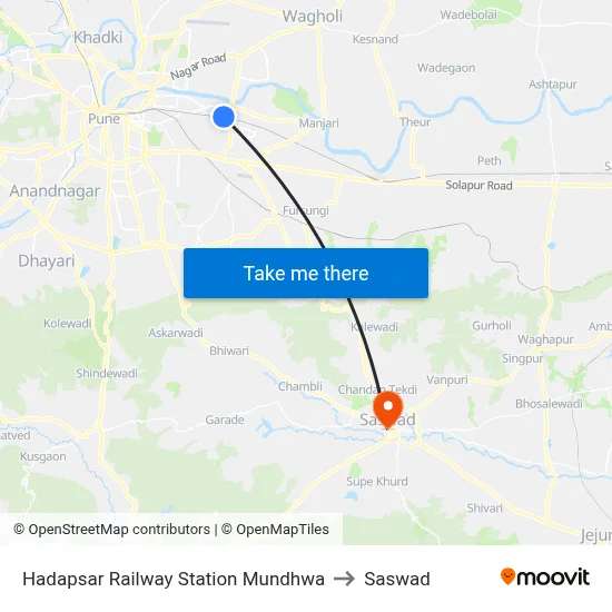 Hadapsar Railway Station Mundhwa to Saswad map