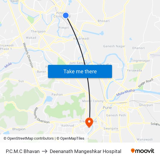 PCMC Bhavan to Deenanath Mangeshkar Hospital map
