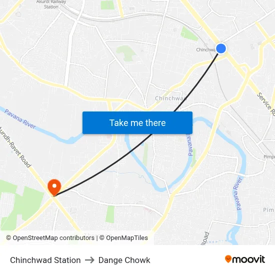 Chinchwad Station to Dange Chowk map