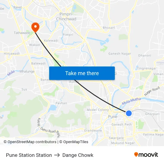 Pune Station Station to Dange Chowk map