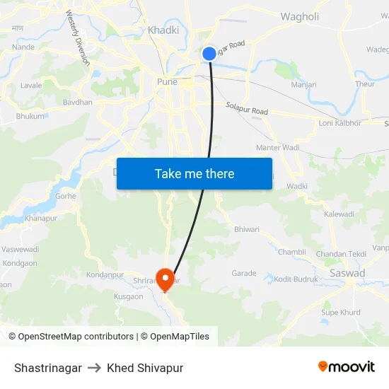 Shastrinagar to Khed Shivapur map