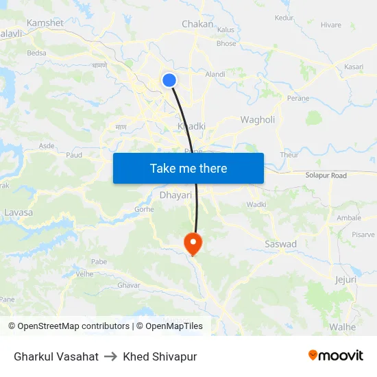 Gharkul Vasahat to Khed Shivapur map