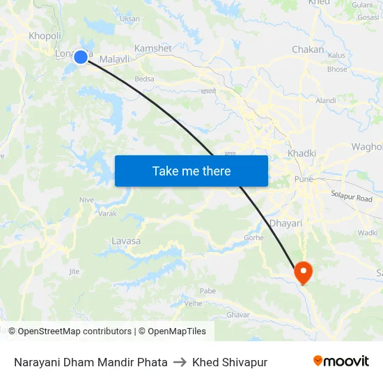 Narayani Dham Mandir Phata to Khed Shivapur map