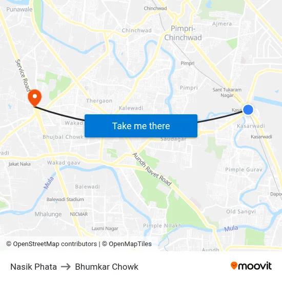 Nasik Phata to Bhumkar Chowk map