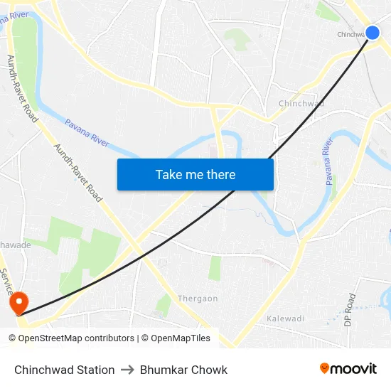 Chinchwad Station to Bhumkar Chowk map