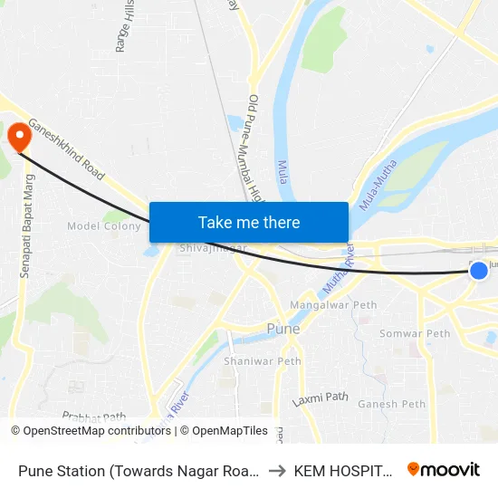 Pune Station (Towards Nagar Road) to KEM HOSPITAL map