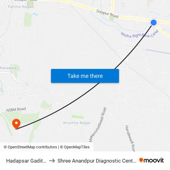 Hadapsar Gadital to Shree Anandpur Diagnostic Centre map