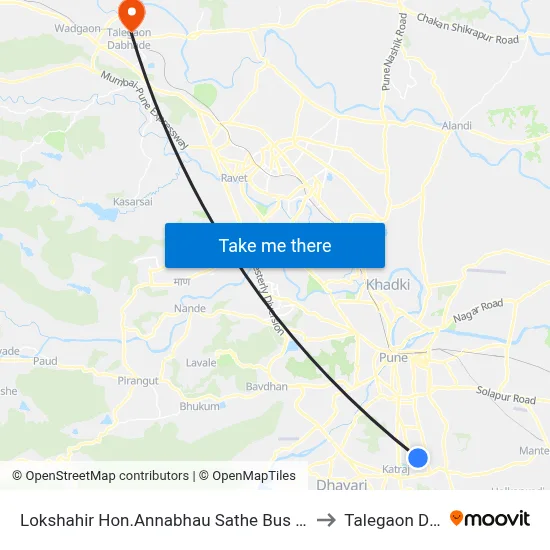 Lokshahir Hon.Annabhau Sathe Bus Stand Upper Depot to Talegaon Dabhade map