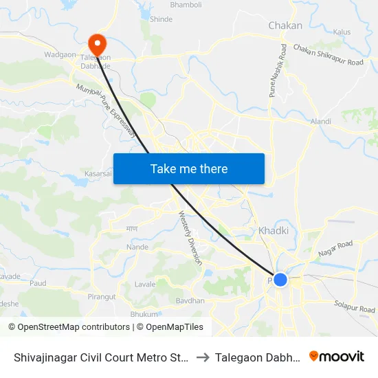 Shivajinagar Civil Court Metro Station to Talegaon Dabhade map