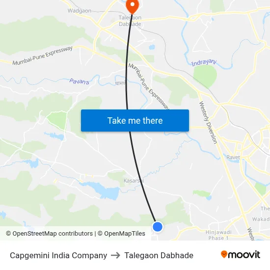 Capgemini India Company to Talegaon Dabhade map