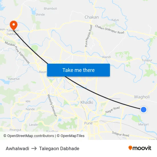 Awhalwadi to Talegaon Dabhade map