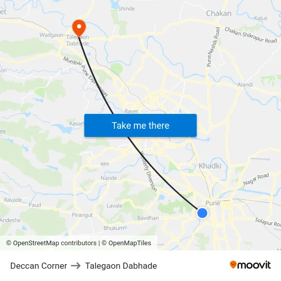 Deccan Corner to Talegaon Dabhade map