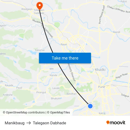 Manikbaug to Talegaon Dabhade map