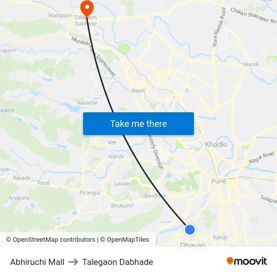 Abhiruchi Mall to Talegaon Dabhade map