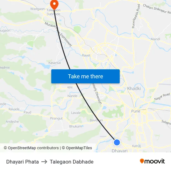 Dhayari Phata to Talegaon Dabhade map
