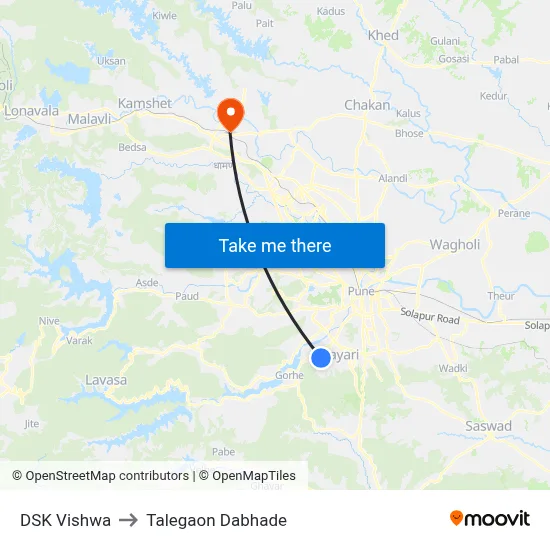 DSK Vishwa to Talegaon Dabhade map