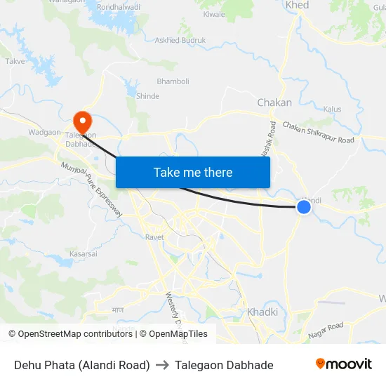 Dehu Phata (Alandi Road) to Talegaon Dabhade map