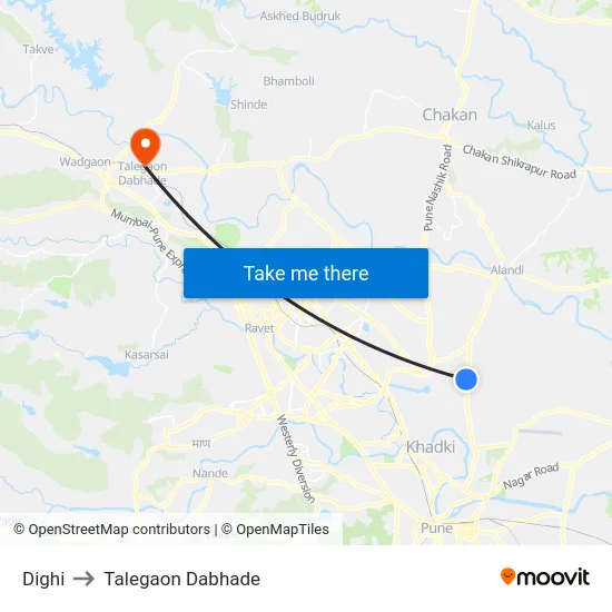 Dighi to Talegaon Dabhade map