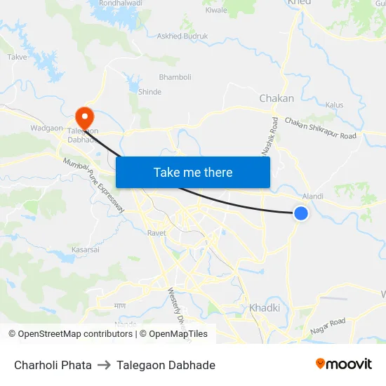 Charholi Phata to Talegaon Dabhade map