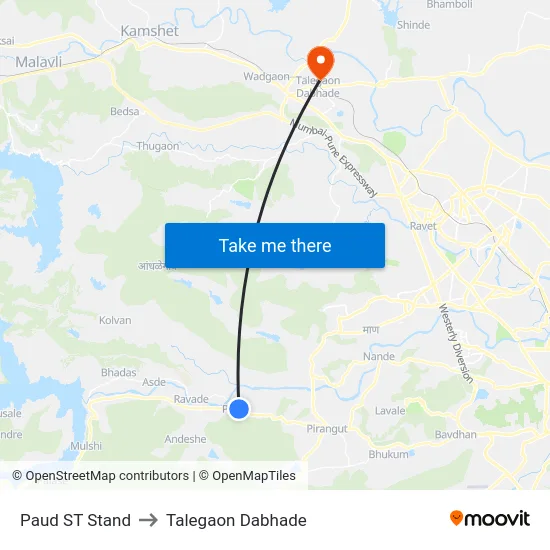 Paud ST Stand to Talegaon Dabhade map