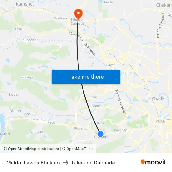 Muktai Lawns Bhukum to Talegaon Dabhade map