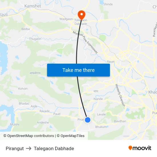 Pirangut to Talegaon Dabhade map