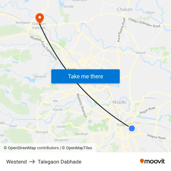 Westend to Talegaon Dabhade map