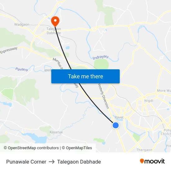 Punawale Corner to Talegaon Dabhade map